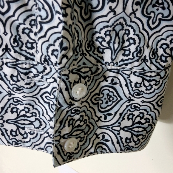 Harolds Byzantine Print Button-up Top Blue/ White 100% Cotton Size 10 - Picture 4 of 8